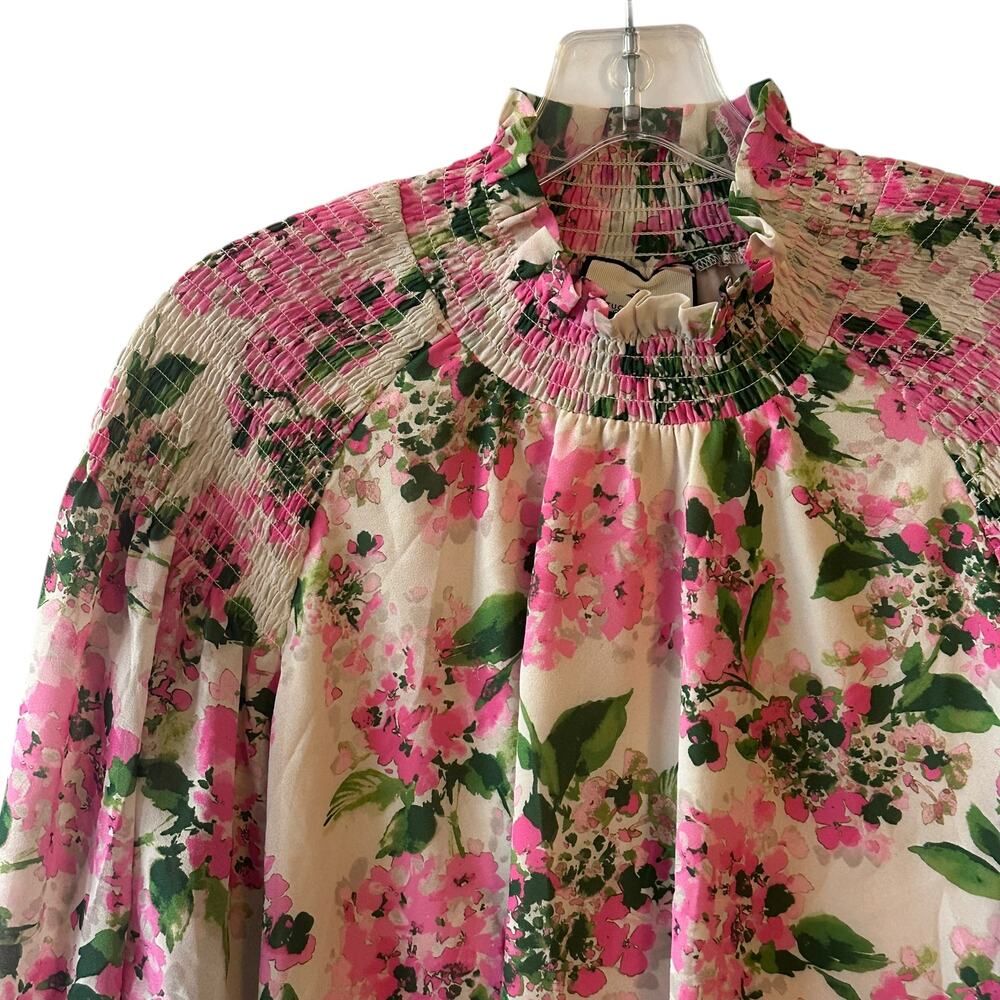 Tuckernuck Gossamer Pink Hydrangea Lydia Blouse Womens XL Pink Green Flowy Vacay - Picture 3 of 11